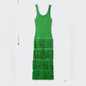 Green fringe maxi dress